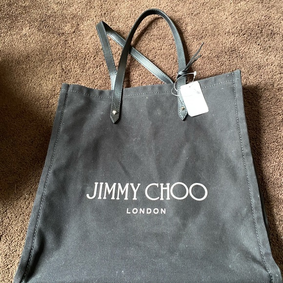 Jimmy Choo Tote Bag Canvas Blk Plain Bag - Picture 7 of 7